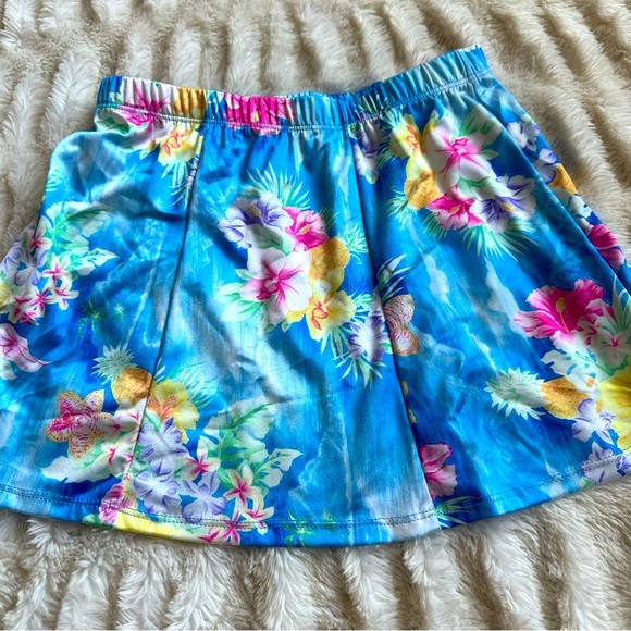 Vintage UjENA Light Blue Floral Pineapple Swim Cover Skirt Sz Small USA 80’s - Picture 1 of 5
